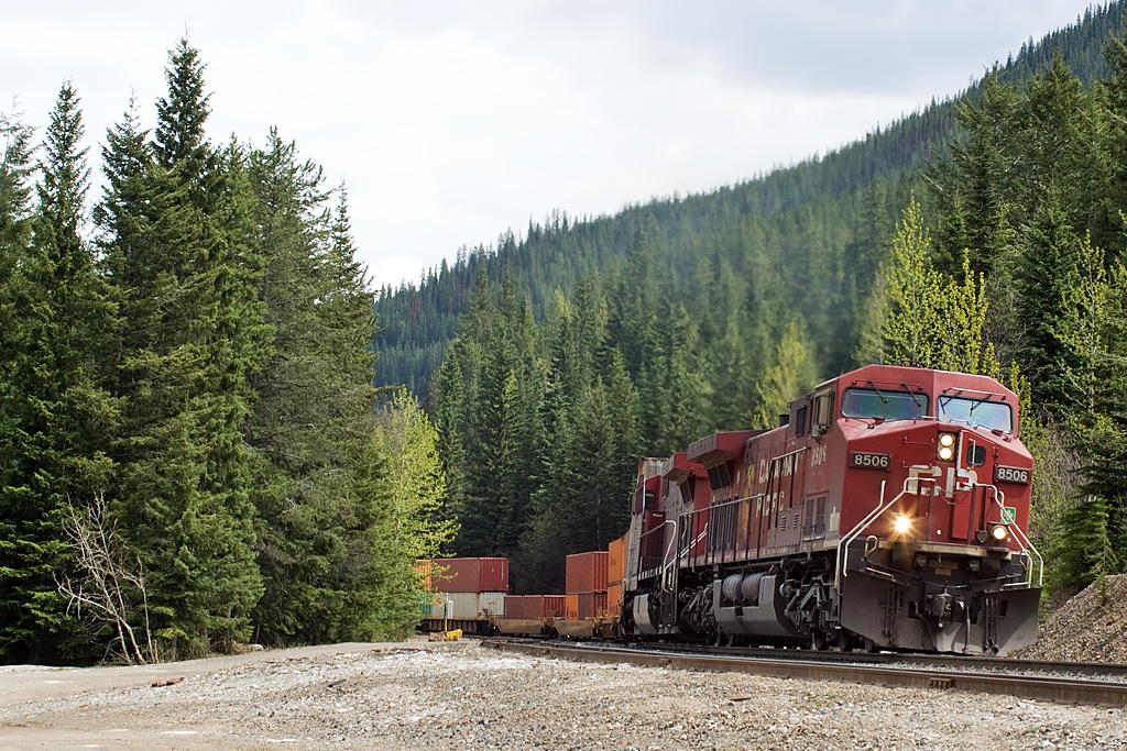 Two sets of remotes on 110 climbing the Kicking Horse.