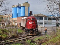 CP 8223 is seen here picking up a single hopper from the Saint Gobain Ceramics plant in the community of Chippawa, just south of Niagara Falls on former Michigan Central trackage. Seeing that this industry only receives a handful of cars per month, it was a delighted catch, but the rarity of having a single GP9 made the moment even sweeter.