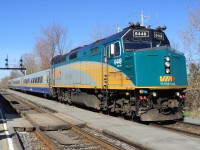 VIA loco 6449 a GPA-30-H Green Choice with 3 LRC cars going to Québec City  on Via route 22 