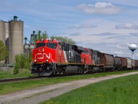 CN 301 passes westbound thru Strathroy with new 2851 on the point.
