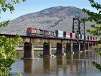 CN nos.8922 & 5742 are crossing the N.Thompson River in Kamloops in charge of a westbound Intermodal.