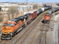 CN train 501 about to pass under the Indian Road overpass heading towards Port Huron, Michigan.