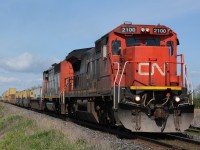 CN2100 with CN5557 east bound at Waterworks Road.