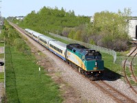 VIA 32 passes the bridge Im on in reasonable lighting, minutes after a southbound came which he met at Fallowfield.