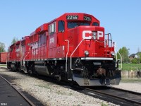 A brand new Eco and a GP38-2 sit idling with no crew on the edges of Smiths Falls yard. I finally got a chance to capture a Eco unit leading in good lighting.