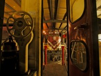 Inside, looking out from the 1210....OSRX 181 quietly sleeps after a hard days work on the Guelph Junction Railway.