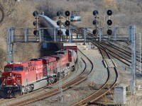 <b>The anticipation</b> of a meet shot - saved only by a telephoto lens. Just 30 seconds separated a side by side meet photo of CPR and Amtrak at Bayview Junction - where for 0.9 miles CPR's Hamilton Sub and CNR's Oakville subs run alongside each other. A meet shot being one of the most anticipated, and rarest events for the railway photographer - what meet photos have you obtained between two opposing railways?