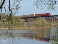 T72 has arrived at Galt, Ontario - and so has spring. In a few days the trees seen here will be lush with foliage. One year ago this shot was with three freshly overhauled GP38-2's - how times have changed.