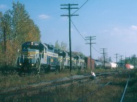 CDAC 905 over the CN diamond Lennoxville, Quebec, October 1997.
