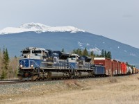 After changing crews at Jasper, train M302 is now running on the Edson Sub but will encounter more delay shortly having to meet two more westbounds at the end of the double tack at Henry House.