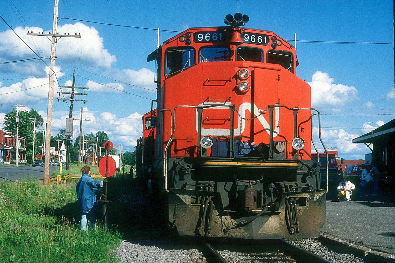 Train 393 has arrived at Richmond, Quebec from Island Pond, Vermont and changes crews for the last leg of it's trip to Montreal.