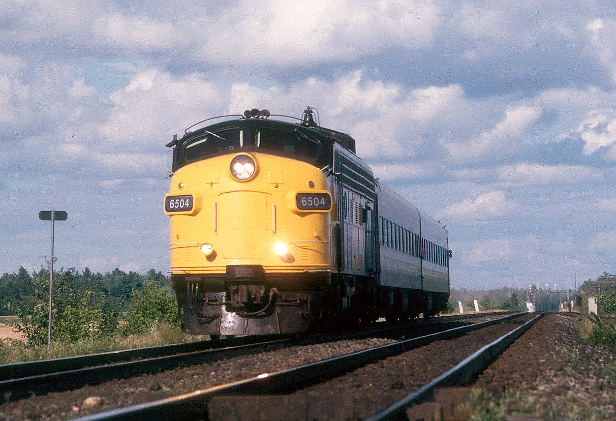 VIA's westbound "Frontenac" speeds along at Saint-Germain-de-Grantham just west of Drummondville, Quebec.