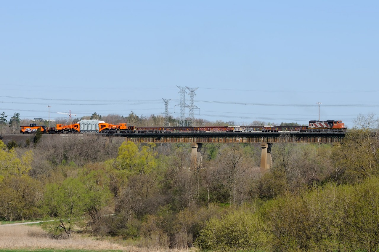 L390 crosses the Humber River with a D9R transformer load for Hydro One.