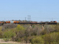 L390 crosses the Humber River with a D9R transformer load for Hydro One.