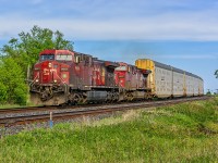 CP train 241 approaching the west end of Lovekin Siding.