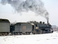 CNR "Ten-Wheeler" 1527 pulls a small train up the grade out of Meaford ON, on its 52 mile return trip over the Canadian National's Meaford Sub to Allandale in March 1958. 
<br><br>
More at Meaford: CN 1322: <a href=http://www.railpictures.ca/?attachment_id=14023><b>http://www.railpictures.ca/?attachment_id=14023</b></a>
<br><br>
<i>Note: geotagged location not exact.</i>
