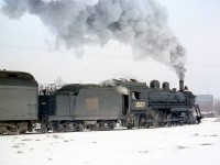 CNR "Ten-Wheeler" 1527 pulls a small train up the grade out of Meaford ON, on its 52 mile return trip over the Canadian National's Meaford Sub to Allandale in March 1958. 
<br><br>
More at Meaford: CN 1322: <a href=http://www.railpictures.ca/?attachment_id=14023><b>http://www.railpictures.ca/?attachment_id=14023</b></a>
<br><br>
<i>Note: geotagged location not exact.</i>