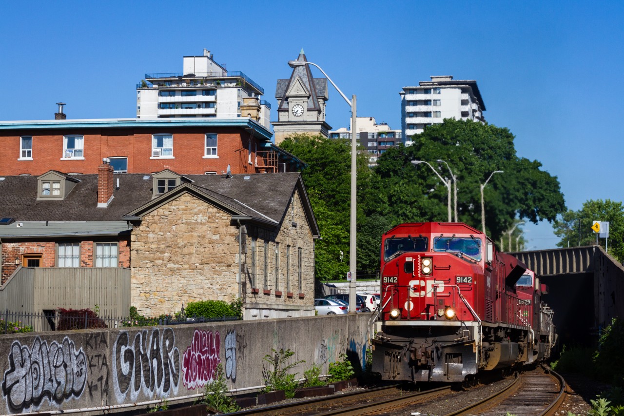 Mac Attack!After close to 8 years of shooting Canadian Pacific trains, I was finally able to photograph one of CP's ill-fated EMD SD90MAC's leading in good lighting! CP 9142 is seen bringing train 254 through the Hunter Street Tunnel in downtown Hamilton.