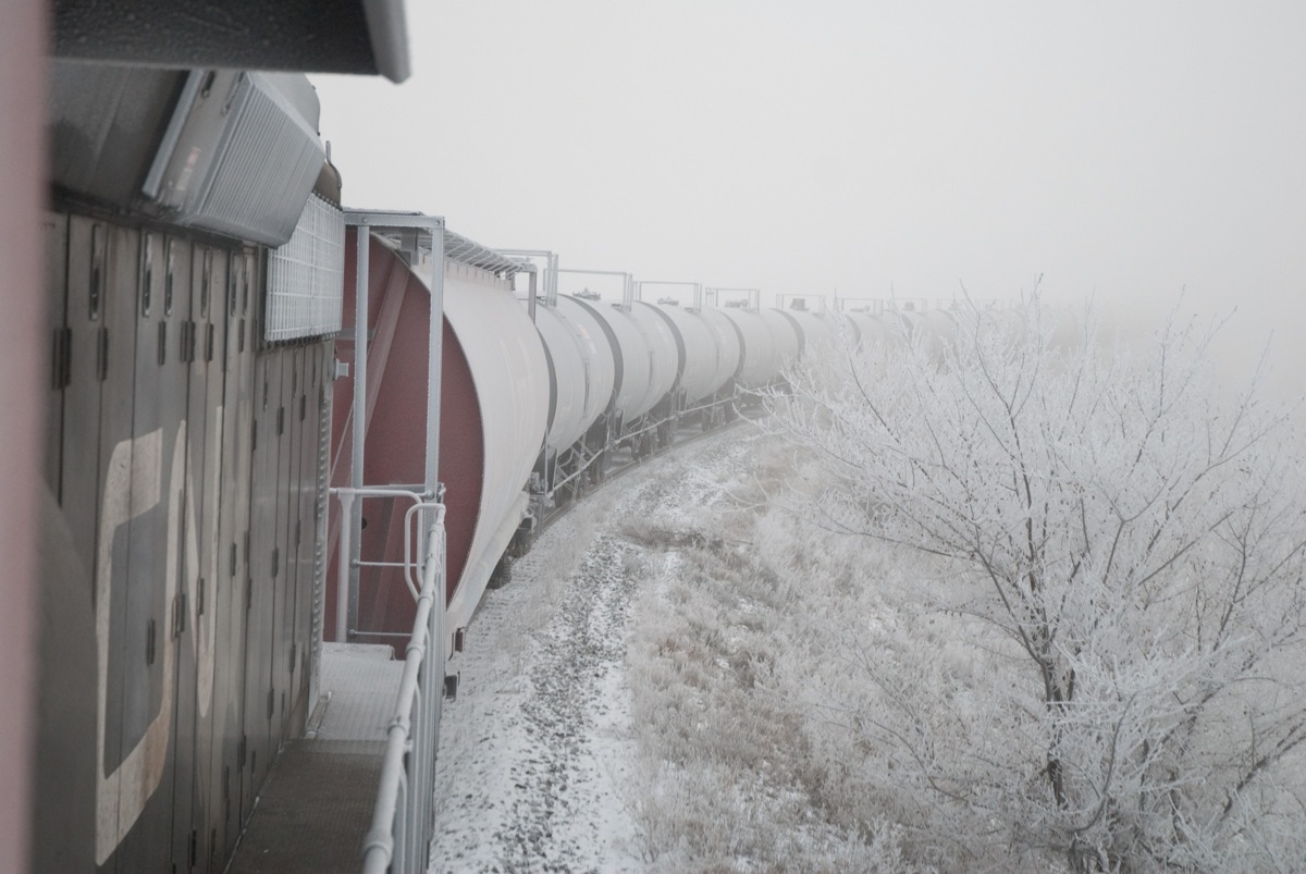 Ice fog covers the prairies on this December morning.