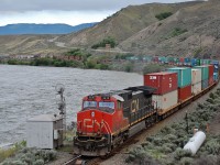 An eastbound Intermodal is coasting into Ashcroft behind CN 2670.