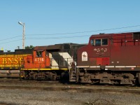A variety of power sits out back of the CN diesel shop in Thornton yard. 