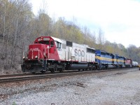CP 255 departs Hamilton with EMD's from 4 different roads, all under the CP banner now.