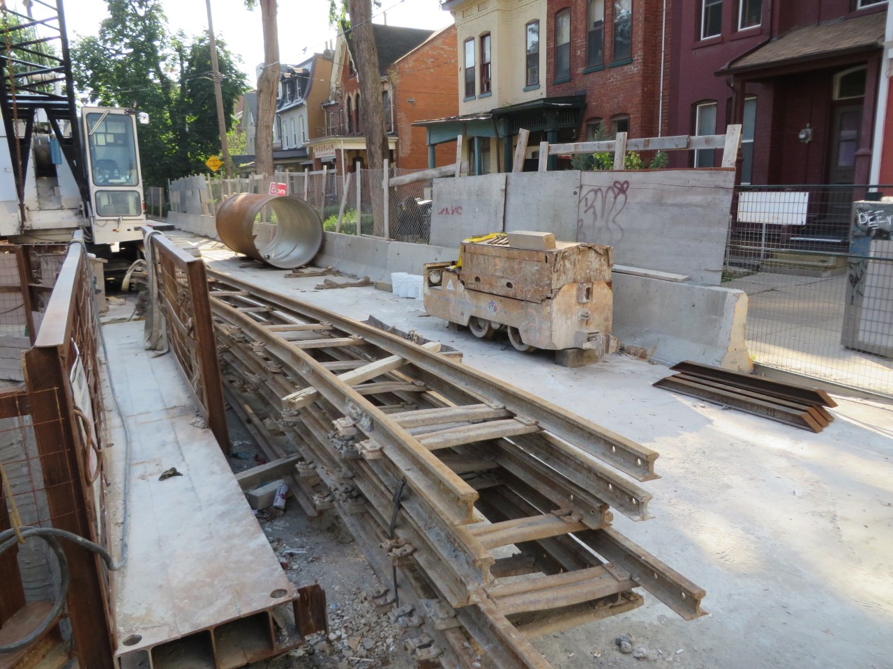 This unit and some track panels were beside a tunnel entry shaft for the Gerrard Street water main replacement project.