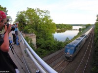 Railfans at the 20th annual Bayview meet up take pictures and video of the evenings Amtrak train. It was about 10 minutes late into Aldershot station.