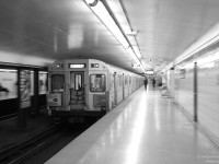 <br> Going, going, gone.</b> With the final TTC H6 run taking place today (Friday June 20th 2014), it's only fitting to dig out a few shots of the ol' tin-cans in action. Employing some "zoom-panning" for this shot, H6 car 5814 trails a westbound train zipping out of Sherbourne subway station, bound for the busy Bloor-Yonge stop down the line. <br><br> Built in 1985-1989 by Urban Transportation Development Corporation Ltd (in a partnership with Hawker Siddeley Canada known as "Can Car Rail") and easily identifiable by their orange doorways and yellow velor seats, the 126 H6 cars were just the next iteration of the Hawker Siddeley "RT-75" subway car design (dating back to the early-mid 60's) and occupied the 5810-5935 number block after the H5 cars. Known as the least-reliable of the fleet due to a few issues, they spent virtually all their lives operating on the Bloor-Danforth subway line out of <a href=http://www.railpictures.ca/?attachment_id=818><b>Greenwood Yard</b></a>. An option for more new Bombardier Toronto Rocket cars was exercised to replace the aging H6's. Initially a deal was signed to sell a group of 255 H5 and H6 cars to Nigeria for a new rail transit system in Lagos, but the deal was reduced to a smaller group of H5's, with all the other cars bound for local scrapyards.