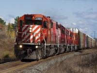 Reflecting back to when CP's Belleville sub was a little more active.. Here's T18, the daily Oshawa-Agincourt auto transfer, rolling through Ajax with an all-GMD lash up. The trailing three units are the Oshawa yard power heading back to Toronto for some routine service. I believe all three are now either scrapped or GP20's.