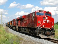 255 departing Wolverton with CP 9350 - CP 8749 - HLCX 7860 - HLCX 8147 - HLCX 8145 - HLCX 7014 - HLCX 7843 - HLCX 7180 and 123 cars