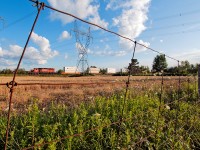 A single SD40-2 serves as the yard switcher at Vaughan to build, separate trains. CP 5835 sits on the north leg wye track with a block of intermodal that will be a part of CP 101's train build in a few moments.