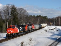 CN 303 - CN 2299 North coasting through Rosseau Road with brand new ES44DC's 2299 and 2298 during their very first trip for pay during the winter of '08!