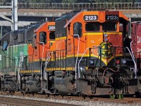 Some BNSF EMD GP38-2's sitting at the BNSF Yard in New Westminster, British Columbia.