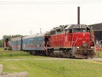 GEXR 3821 leads CN Geometry train south through Exeter Ontario on the GEXR Exeter Sub.