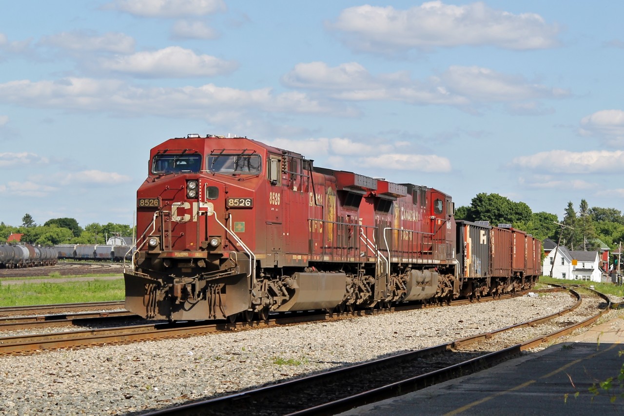 CP AC4400CWs 8526 and 8645 depart from Smiths Falls with CP 119.