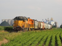 It's the end of the day, LLPX 2210 and GEXR 2303 are parked for the night after an afternoon of switching in Hensall and Centralia.  The facility in the background is the Hensall District Co-op.  They are the biggest customer for the Goderich-Exeter on the Exeter Sub.