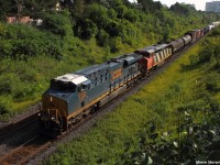 After getting a timely heads up from Railpictures.ca contributor Michael Delic, that CN 373 has finished working Oshawa yard and is on the move, I immediately packed up and headed trackside. As I got there, this train was already lined, and about 20 minutes later it showed up. This is a very rare occurrence to have FPON lead on CN in Ontario as locomotives from the USA don't have a refrigerator and a stove that CN units have, so now they always slap a CN unit in the lead if they can. The morning light made this train impossible to shoot in perfect light so I guess I can take what I have. 