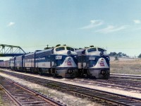 In the summer of 1964, fifty years ago lashups of pure Wabash F-units were common. Two lashups with Wabash F7's 676 and 725 leading other F's in various paint schemes sit at the Central Avenue bridge, near the border in Fort Erie ON.