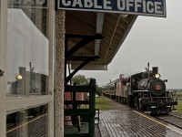 Alberta Prairie 2-8-0 pulls the daily excursion train into Big Valley