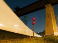 Due to a wash out at Tansley along the Halton Subdivision, several freight trains began to detour via the old Bala Sub to get around the mess. CN 145 streaks on through Rosedale underneath the old CPR Don Branch.