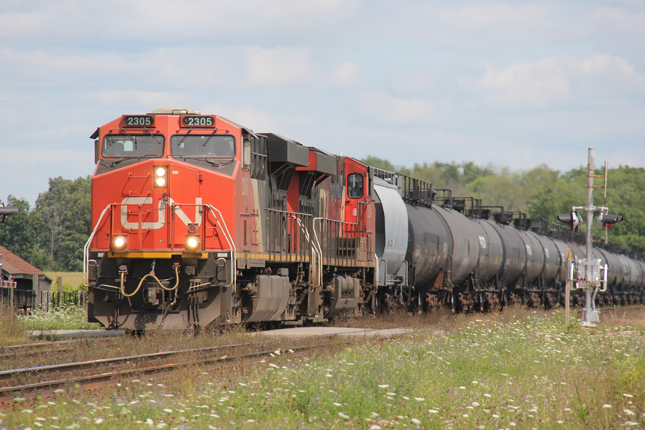 CN 331 cruises through the hamlet of Princeton, Ontario on a slightly cool but pleasant summer afternoon.