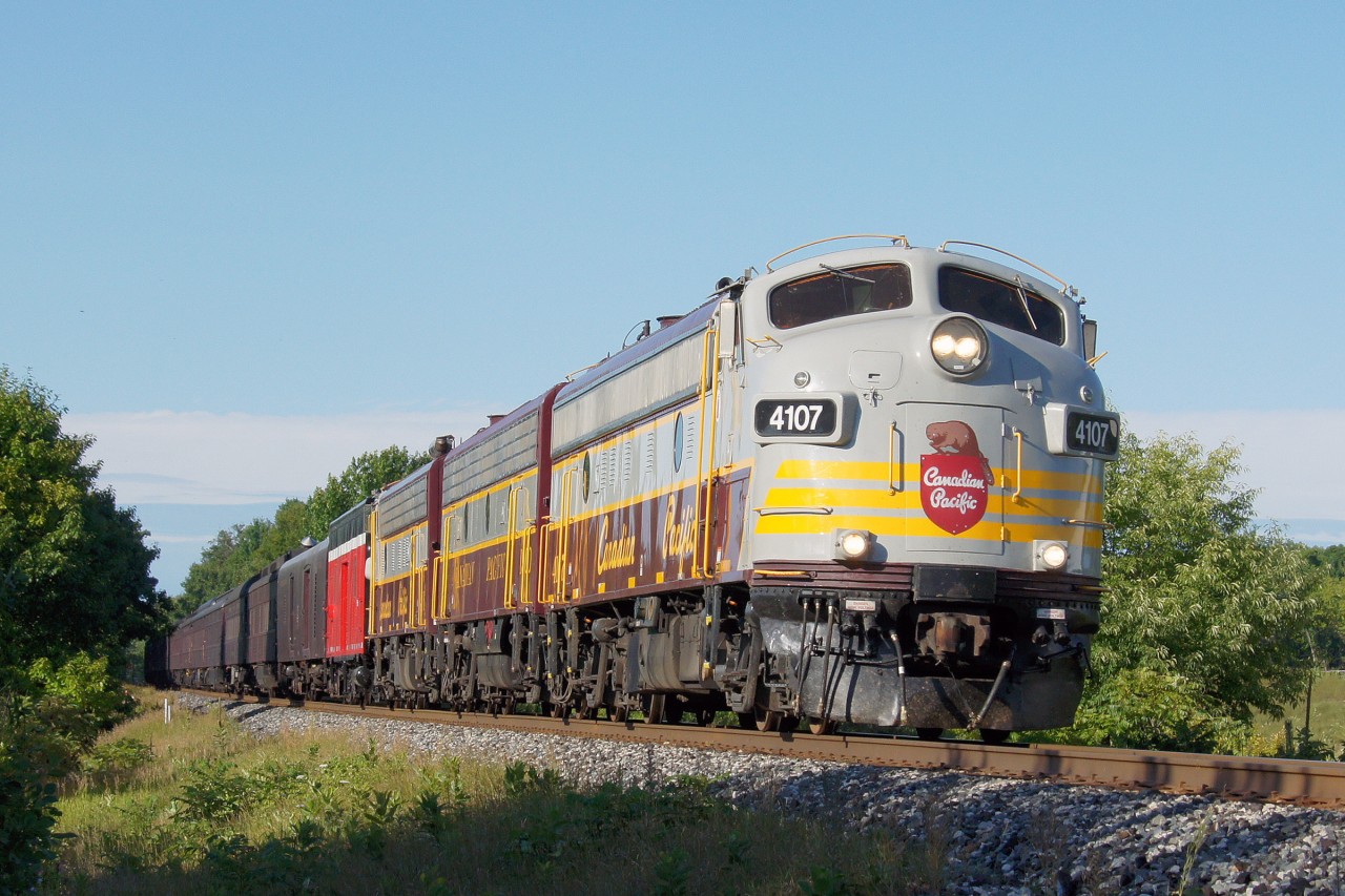 On its way to Toronto for an executive trip, CP's business train barrels down the MacTier Sub having just met 421 at Craighurst. It seemed everyone was waiting for this train. In the CTC at Baxter, 247 would be waiting for 40B, which had been authorized through the remainder of the OCS territory to Bolton.