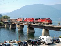 The swing bridge @Sicamous has just closed and this eastbound empty coal train is first across behind CP nos.8561,5001 & 5988.