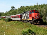 The southbound Agawa Canyon Tour Train crosses Second Line as it returns to Sault Ste. Marie at the end of another run. The train is now within the yard limits and will soon be passing the sprawling Steelton yards of the former Algoma Central Railway and the Algoma Steel Company before arriving at the downtown station.