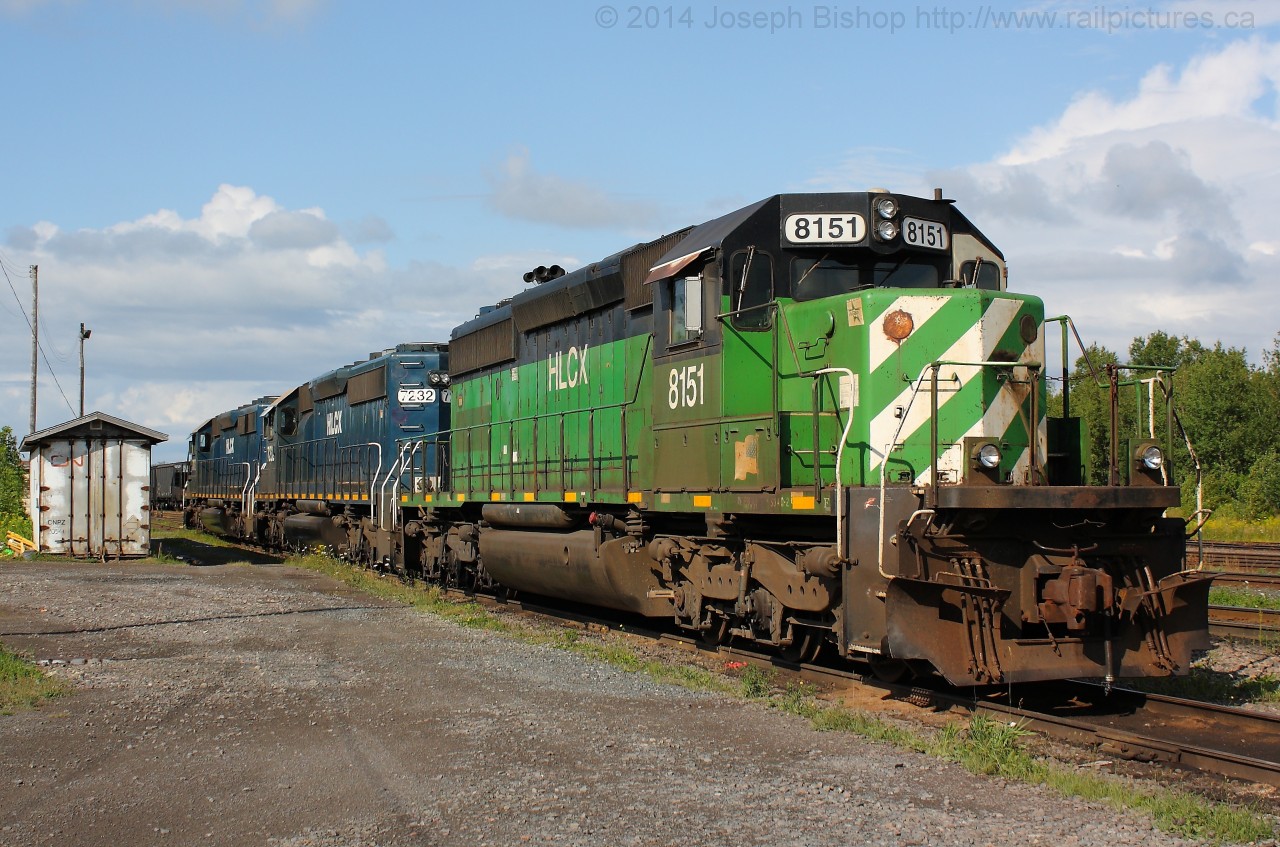 While touring Eastern Canada a quick stop at the CBNS yard in Stellarton yielded a good find.  An ex Burlington Northern SD40-2 parked in the yard with another two SD40-2's to be used on the road freight later that day.