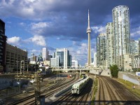 A Lakeshore West GO train coming out of Union Station, heading west for Aldershot.