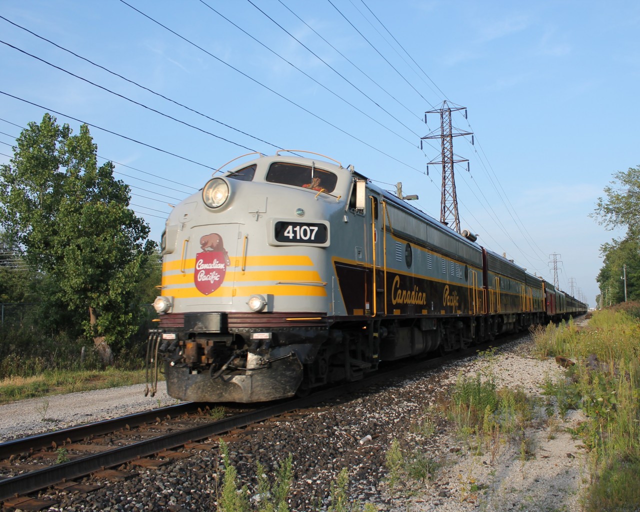 Here's one of my photo's of 40B in Windsor, ON. near Optimist Park. You can see the conductor waving in the window. This was my 2nd time seeing the RCP in Windsor in about 10 years. Last time it came down it had a steam engine on it. Thanks to everyone for the info on the location of the train!