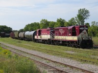 A pair of OSR GP7s depart CN St. Thomas to Woodstock