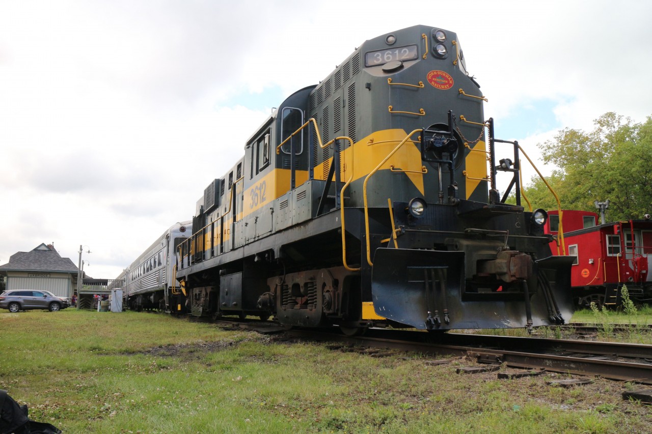 York Durham Heritage Railway Alco RS-11 has just pulled the Sunday excursion train into Uxbridge and will be heading back to Stouffville in about an hour.